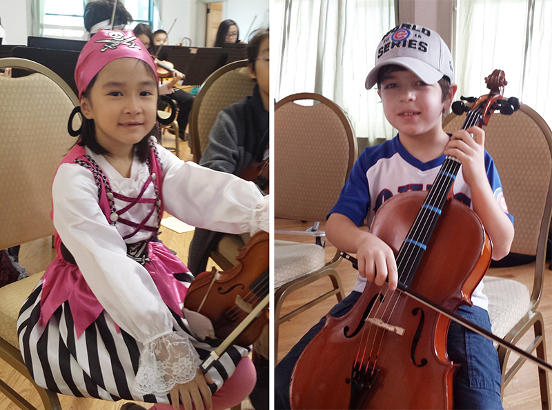 Preparatory Strings musicians dressed for Halloween